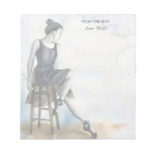 Bloco De Notas Notepad Dançer de Aquarela Personalizar Ballerina