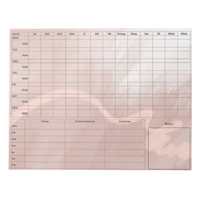 Bloco De Notas Notepad DBT Dairy Card - Rosa de 40 folhas (Frente)