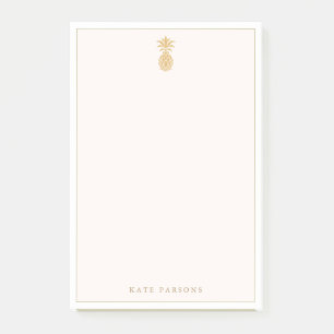 Bloco De Notas Notepad de abacaxi Dourado Elegante