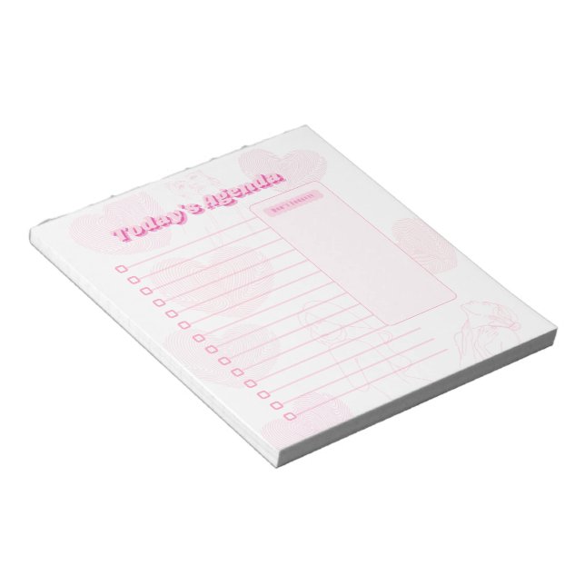 Bloco De Notas Notepad de Agenda Diária Feminista Rosa (Inclinado)