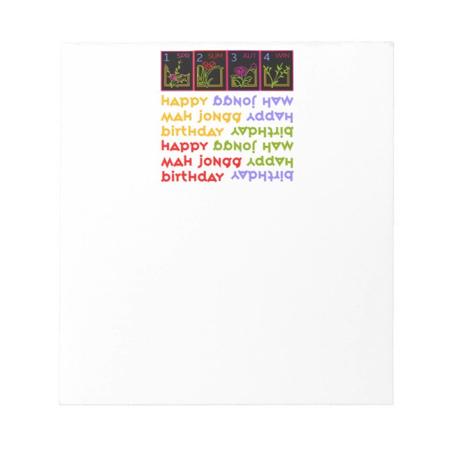 Bloco De Notas Notepad de aniversário de Mah Jongg Seasons (Frente)
