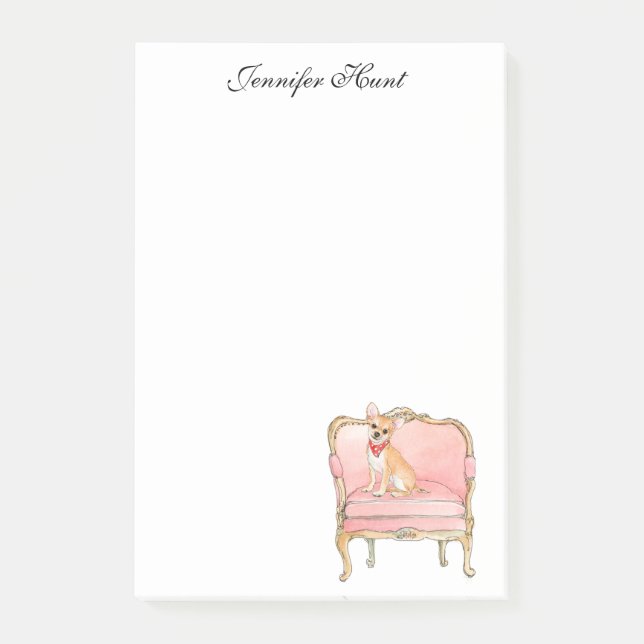 Bloco De Notas Notepad de aquarela chihuahua elegante (Frente)