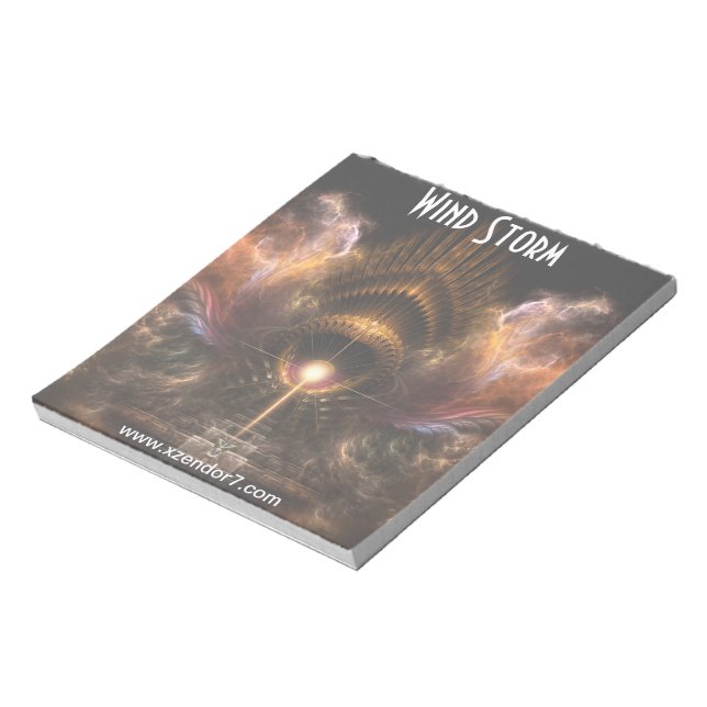 Bloco De Notas Notepad de Arte Fractal de Tempestade de Vento (Invertido)