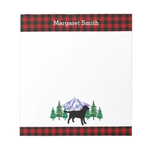 Bloco De Notas Notepad de Árvores Eververdes Preto do Labrador