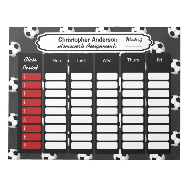 Bloco De Notas Notepad de Atribuição de Hemograma Semanal de Bola (Frente)