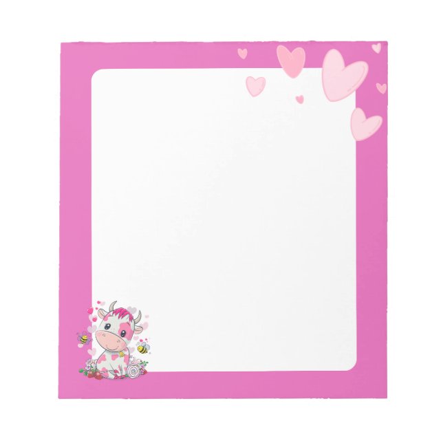 Bloco De Notas Notepad de Bebê e Corações Kawaii (Frente)