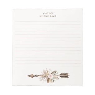Bloco De Notas Notepad de Boho Floral Watercolor - Antler Dee Rus