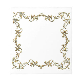 Bloco De Notas Notepad de Borda Floral Decorativa Dourada
