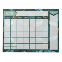Bloco De Notas Notepad de Calendário Perpétuo Floral e Dourado