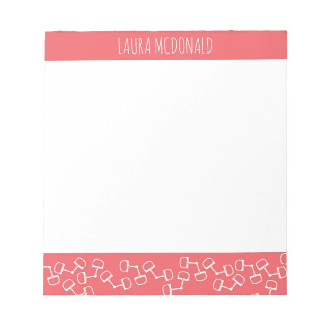 Bloco De Notas Notepad de Cavalo de Snaffle Moderno - Coral (Frente)