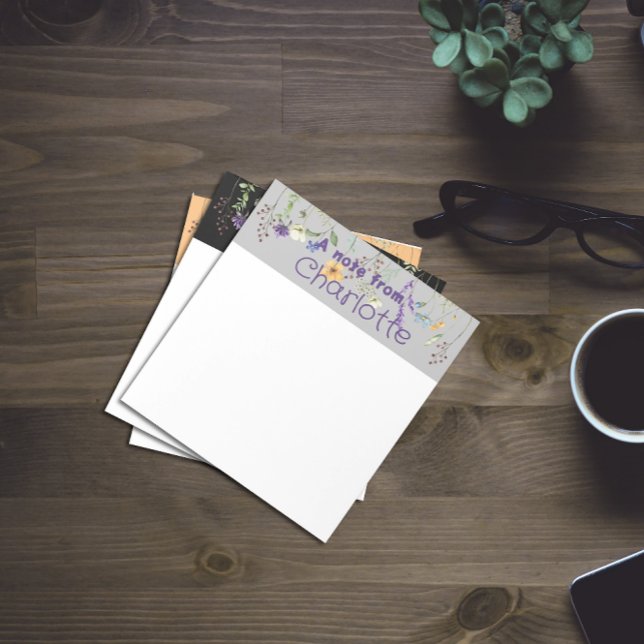 Bloco De Notas Notepad de cinza de flor silvestre de Boho Country (Criador carregado)