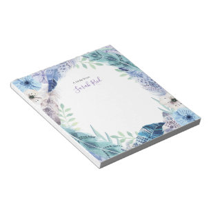 Bloco De Notas Notepad de cor d'água de bico roxo, azul personali