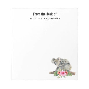 Bloco De Notas Notepad De Cor De Água Cólvora E Bebê Koala Bears