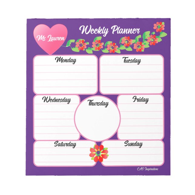 Bloco De Notas Notepad de Disposição das Flores do Planador Seman (Frente)