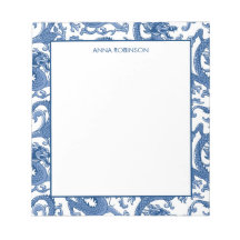 Notepad de Dragão Branco e Chinoiserie Azul