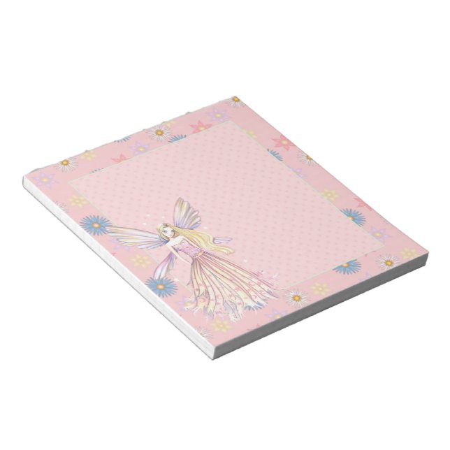 Bloco De Notas Notepad de fada de flor rosa bonito (Inclinado)
