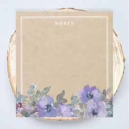 Bloco De Notas Notepad de Flores de Aquarela Roxos Rústicos