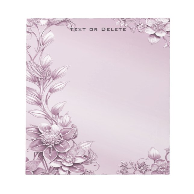 Bloco De Notas Notepad De Folhagem Floral Rosa (Frente)