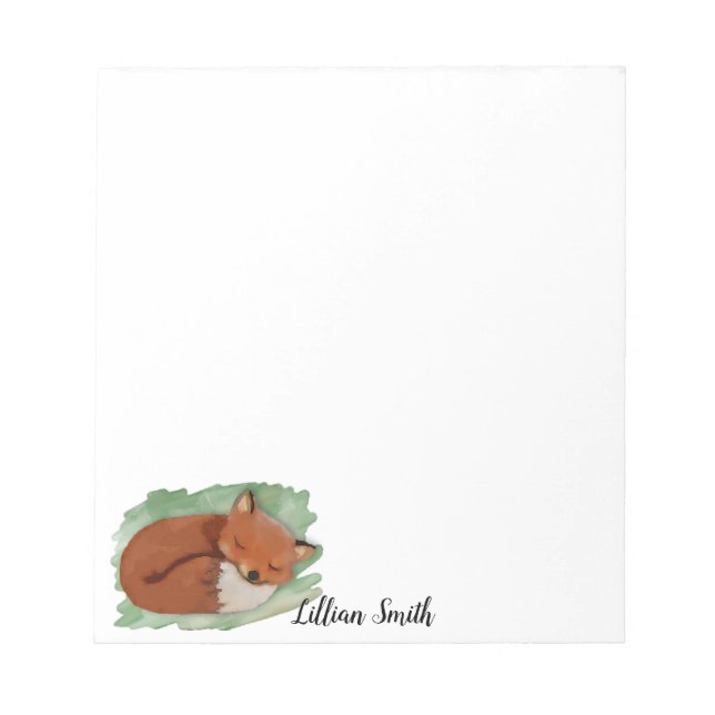 Bloco De Notas Notepad de Fox de Aquarela (Frente)