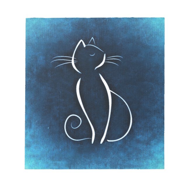 Bloco De Notas Notepad de gato branco abstrato (Frente)