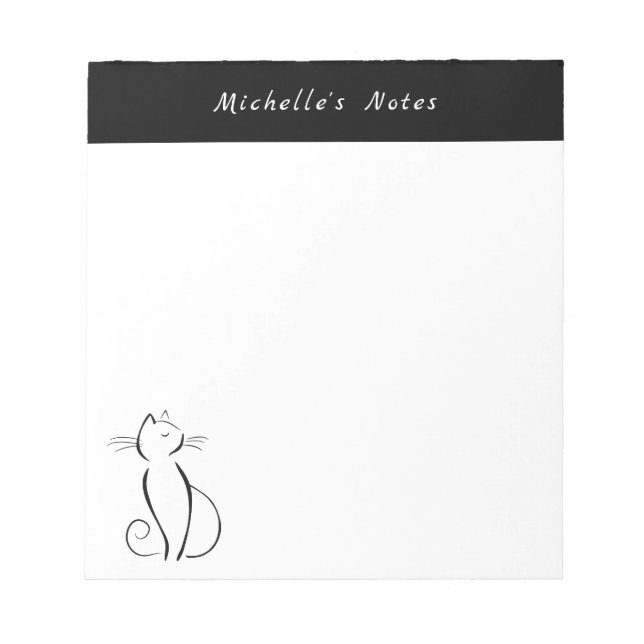 Bloco De Notas Notepad de Gato Negro Elegante Moderno e Minimalis (Frente)