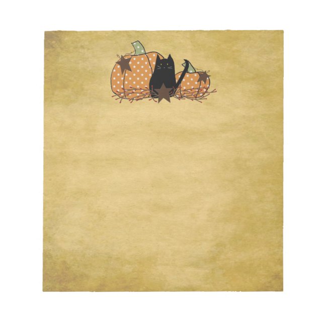 Bloco De Notas Notepad De Gato Preto E Pumpkins (Frente)