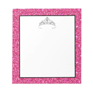 Bloco De Notas Notepad de Glitter Rosa Coroa de Rodeo Tiara