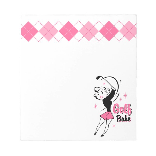 Bloco De Notas Notepad de Golf Babe Retro (Frente)