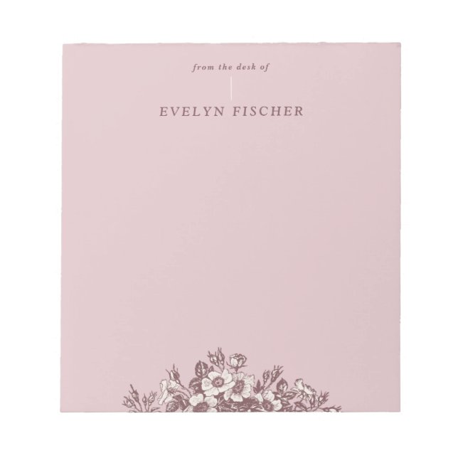 Bloco De Notas Notepad de Ilustração Floral Enchida - Rosa (Frente)