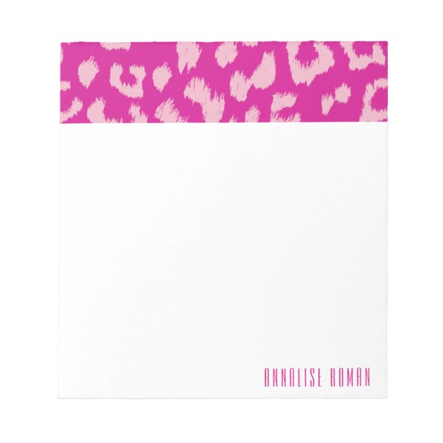 Bloco De Notas Notepad de impressão magenta e rosa-leopardo (Frente)