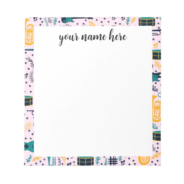 Bloco De Notas Notepad de instrumentos musicais personalizados (Frente)