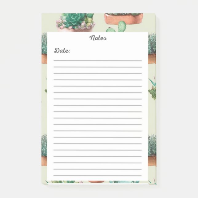 Bloco De Notas Notepad De Jardim Suculto 🌵 📝 💚 Notas De Posto (Frente)