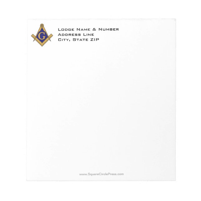 Bloco De Notas Notepad de Lodge Masônico de Estilo Moderno (Frente)