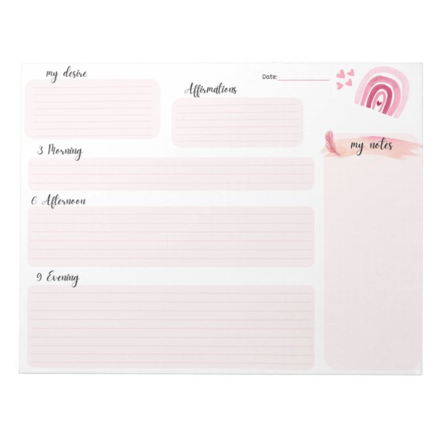 Bloco De Notas Notepad de Manifestação 369 rosa mais fino (Frente)