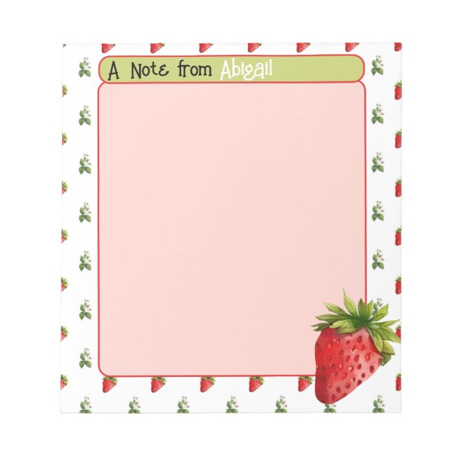 Bloco De Notas Notepad de Morango Personalizado (Frente)