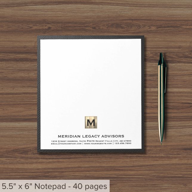 Bloco De Notas Notepad de Negócios Monograma Elegante (Criador carregado)