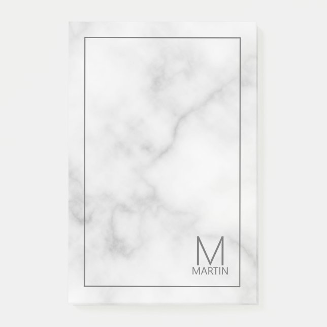 Bloco De Notas Notepad de Nome e Monograma Personalizado Moderno (Frente)