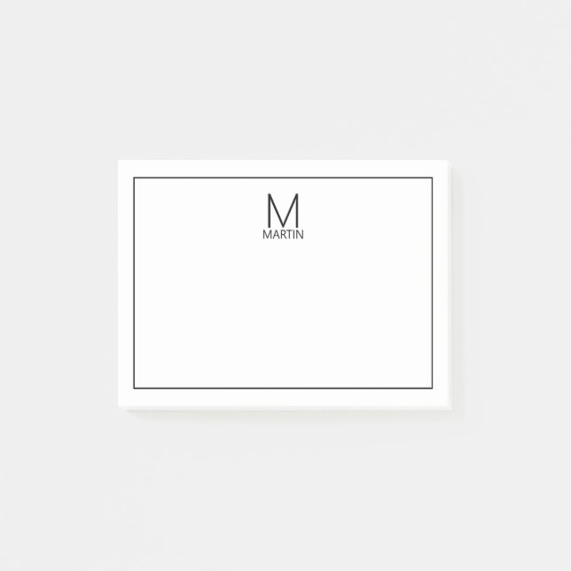 Bloco De Notas Notepad de Nome e Monograma Personalizado Moderno (Frente)
