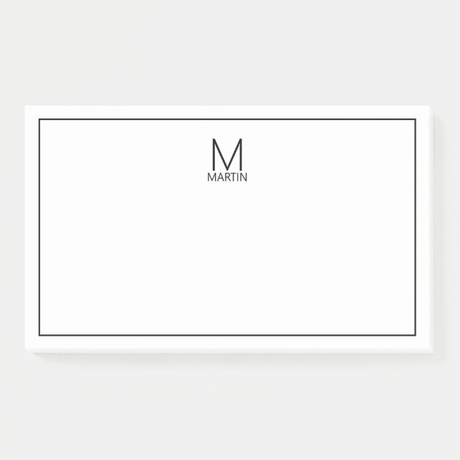 Bloco De Notas Notepad de Nome e Monograma Personalizado Moderno (Frente)