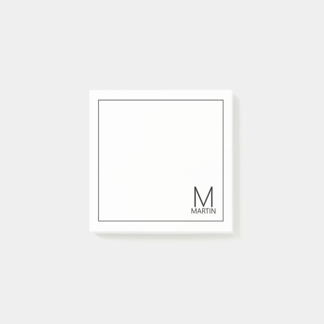 Bloco De Notas Notepad de Nome e Monograma Personalizado Moderno (Frente)