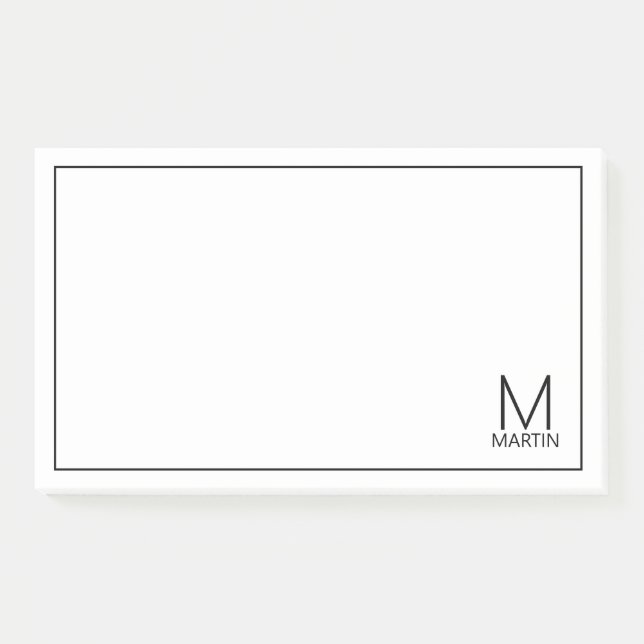 Bloco De Notas Notepad de Nome e Monograma Personalizado Moderno (Frente)