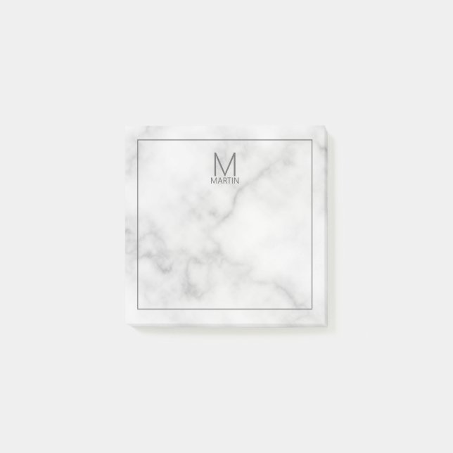 Bloco De Notas Notepad de Nome e Monograma Personalizado Moderno (Frente)