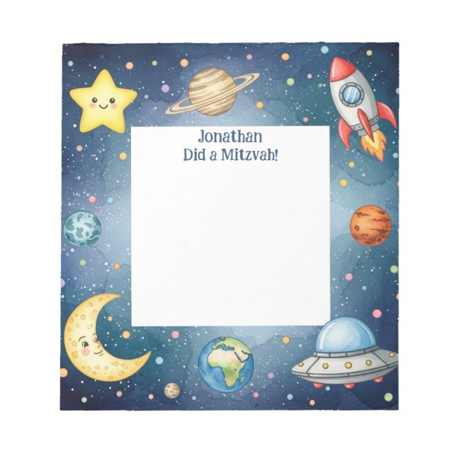 Bloco De Notas Notepad de Nota Mitzvah Personalizada para Criança (Frente)