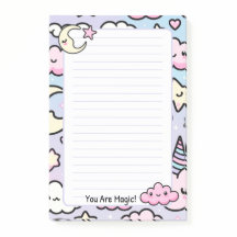 Notepad de Nuvens e Estrelas do Pastel Kawaii Unic
