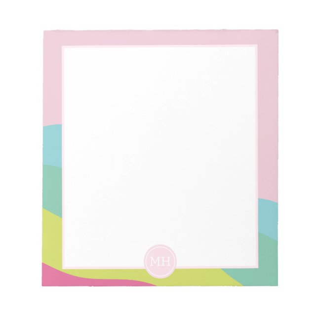 Bloco De Notas Notepad de ondas abstrato cor-de-rosa moderna mono (Frente)