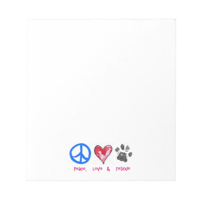Bloco De Notas Notepad de Paz, Amor e Resgate (Frente)