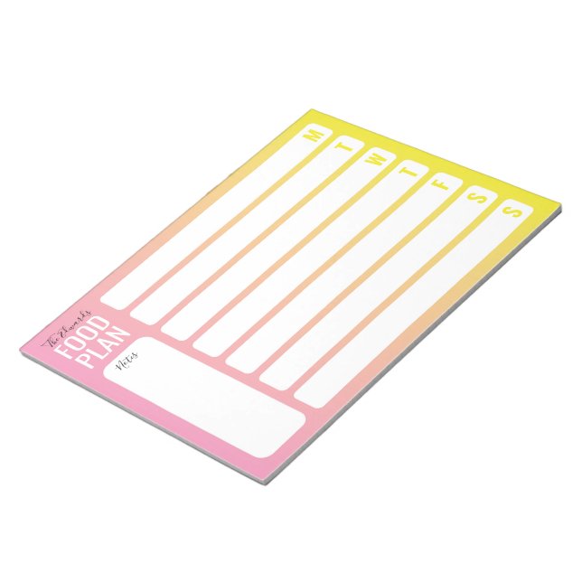 Bloco De Notas Notepad de Planejamento Semanal de Refeições do Pl (Inclinado)