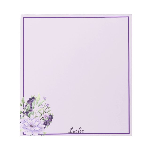 Bloco De Notas Notepad de Presente Floral com Nome Personalizado  (Frente)