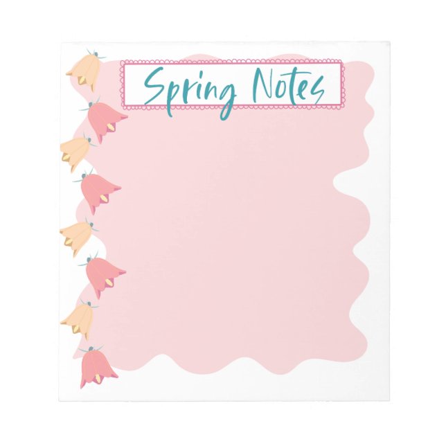Bloco De Notas Notepad de Primavera do Dodle Bell Flowers (Frente)