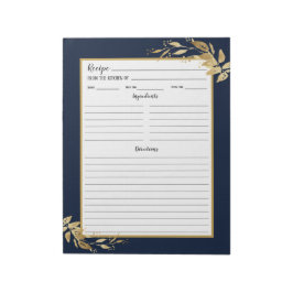 Bloco De Notas Notepad de recebimento de folhas Douradas azuis do
